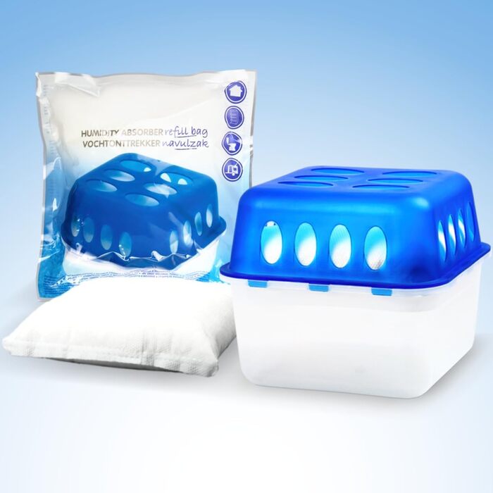 XXL Set: 4 x Dehumidifier Boxes with 20 Refill Packs, Room Dehumidifier, Moisture Stopper with Granule Bags (4 x Box + 20 x Refill Pack 400g)