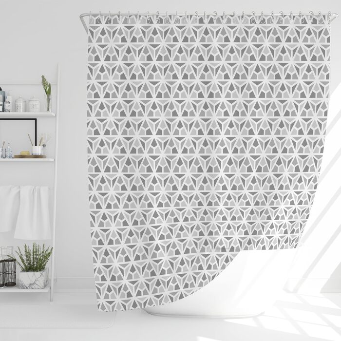Шторка для душу 180x180 см | Шторка для ванни з антигрибковим покриттям | Сірий геометричний дизайн | Шторка для ванни/душової кабіни