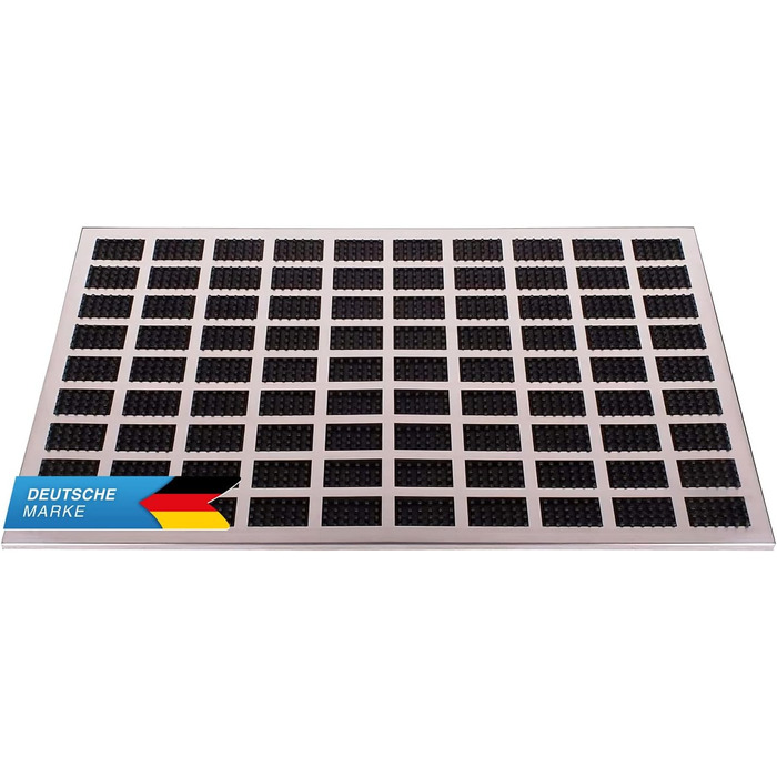 GOODS+GADGETS Люксова вхідна алюмінієва килимок для взуття 60x40 см з гумовими вставками, мат у стилі нержавіючої сталі