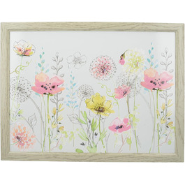 CREATIVE TOPS Everyday Use Home Cushioned Beanbag Knee Table with 'Watercolor Sketch' Decorative Print, 44 x 34 cm (44.5 x 34.3 cm), MDF, Multi/Color, 43.8 x 33.8 x 9.5 cm
