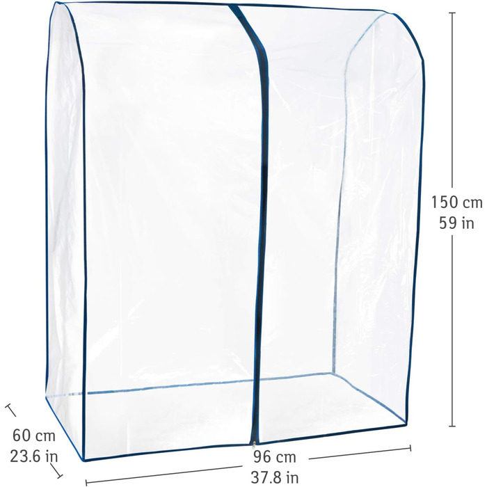 Tatkraft BIG Garment Rack Cover, Clothes Rack Cover, Plastic, Transparent, 2 Zippers, Extra Wide, cm (L96)