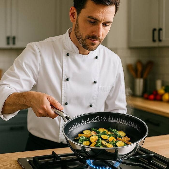 FIXLINE Black Forest Frying Pan 28cm - RED Design - Scratch-Resistant PTFE-Free Coating - Compatible with All Cooktops (including Induction) - Oven Safe up to 250°C - Easy Cleaning - Ideal Gift