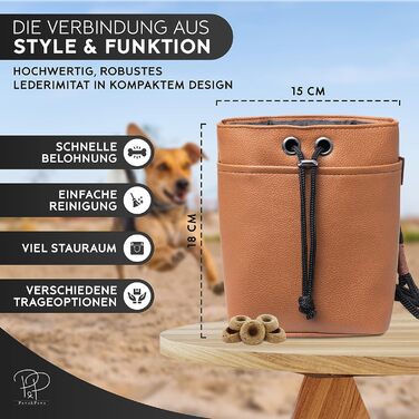 Pawz&Pawz Лекарлики для собак | Стильний аксесуар для годування, дресирування та виховання цуценят | Практичний, міцний, з дозатором для відходів | Сумка для прогулянок з собакою (Коричневий)