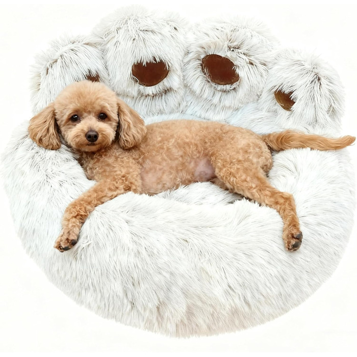 М'яке ліжко для собак та котів у вигляді ведмежих лапок, діаметр 50 см, теплий затишний сон для маленьких та середніх собак/котів/кроликів, легко миється