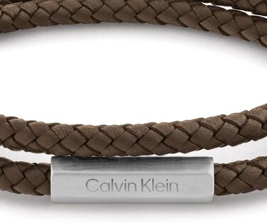 Браслет шкіряний чоловічий Calvin Klein LATCH (коричневий) подвійний оберт