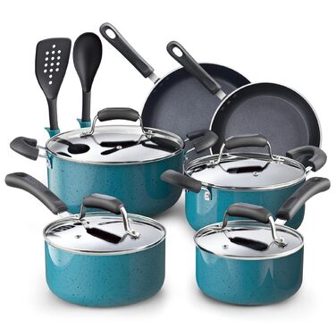 Набір посуду Cook N Home з антипригарним покриттям, з прохолодними ручками, бірюзовий колір
