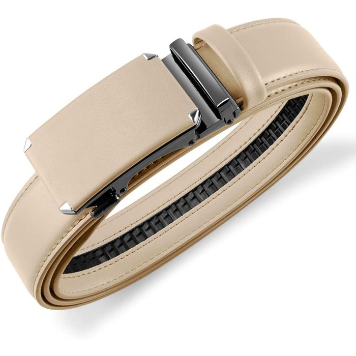 Чоловічий шкіряний ремінь DOOPAI 115 см, регульований розмір, бежевий колір
