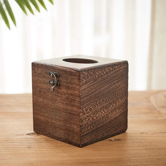 SINOBEST Wooden Tissue Box, Decorative, Square, Napkin Holder for Bathroom and Home Decor