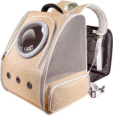 Рюкзак-переноска для котів та собак PENCCOR, розширюваний, для подорожей, дихаючий, великі коти, маленькі собаки, бежевий