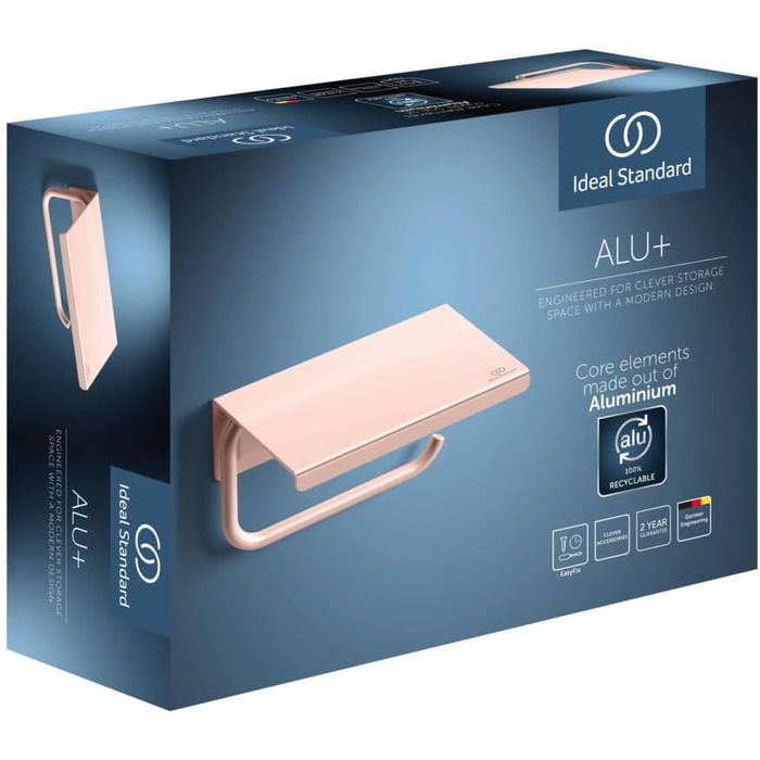 Тримач для туалетного паперу Ideal Standard Alu+ з кришкою, з переробленого алюмінію, приховане кріплення, колір Рожевий (150x114x95 мм)