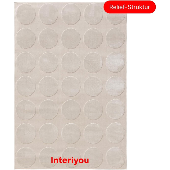 Килимок для вітальні Interiyou Cannes 120x170 см кремовий - для спальні, дитячої, їдальні. Коротке ворсування, скандинавський бохо-стиль, геометричний малюнок, високий/низький ворс