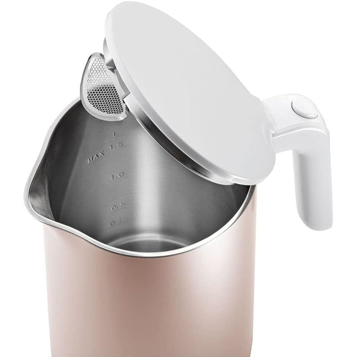 ZWILLING ENFINIGY Water Kettle Pro with Temperature Setting, Stainless Steel Scale Filter & Keep-Warm Function, 1850 Watts, 1.5 Liters, Pink