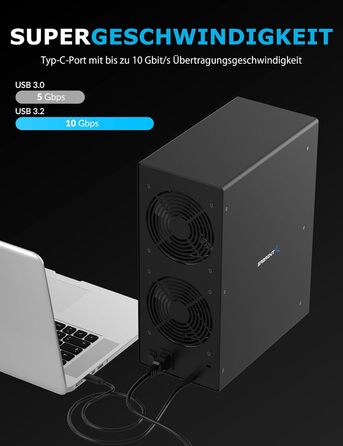 SABRENT Док-станція для жорстких дисків на 2 відсіки USB A - 2.5/3.5 дюймів SATA SSD/HDD, 5Gbps, підтримка до 10TB, функція офлайн-клонування (EC-HD2B)