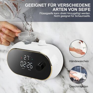 Automatic Soap Dispenser Wall Mount with Sensor - No Touch Soap Dispenser - Electric Plastic Soap Dispenser for Bathroom, Kitchen, Office - White