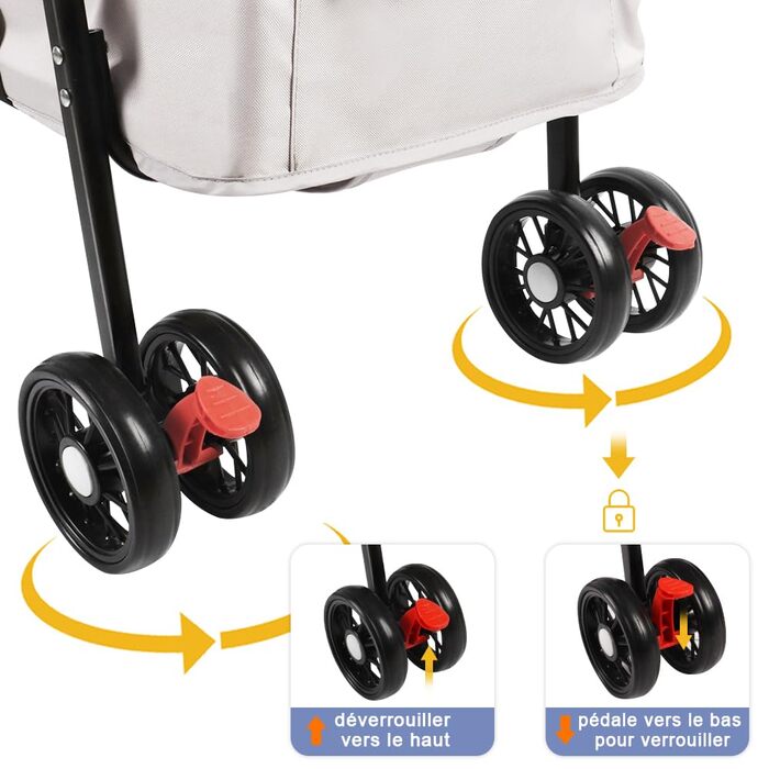 Візок для собак Homewell 2в1, сірий: візок-будка, переноска, з гальмом, 50x70x99 см