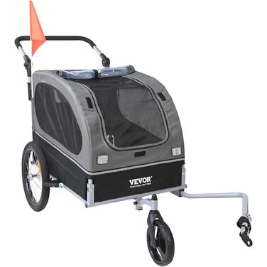 Універсальний велосипедний причіп VEVOR для собак та дітей 40 кг, 2в1, сталь + Oxford 600D, 1470x720x780 мм