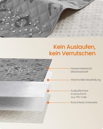 Водонепроникний килимок для собак Feandrea, 178 x 76 см, захист для авто/дивану, машинка миється, антиковзаюча підкладка, стеганий дизайн, сірий PPB025G01 M