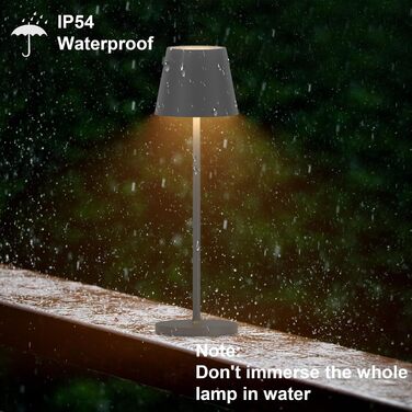 LED акумуляторна настільна лампа Klighten 2 шт. з регулюванням яскравості, для дому та вулиці, з USB зарядкою, 3000K, IP54, алюміній (темно-сірий)