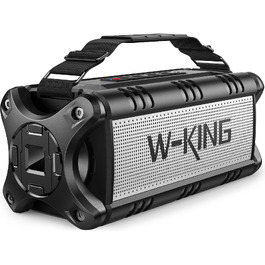 Портативна Bluetooth колонка W-KING 90W з глибоким басом, IPX6, до 40 годин, чорно-біла
