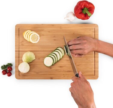 Blumtal Bamboo Cutting Board Wood made from 100% Bamboo XXL - 2cm thick wood board antibacterial - solid cutting board with juice groove - wooden cutting board 45x30x2cm - alternative to plastic cutting board