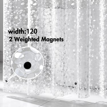 Штора для ванної MIULEE анти-грибок 180x180 см, 3D каміння, водонепроникна EVA пластик, з 12 кільцями