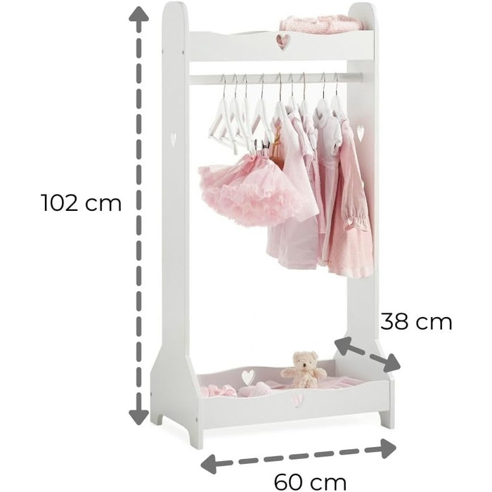 Standing Mirror for Children, Ages 3-7, Wood Kids' Mirror, Nursery, Mirror for Kids' Room, Kids' Mirror with Storage, Girl's Freestanding Standing Mirror White, Christmas Gifts (Clothes Rack)