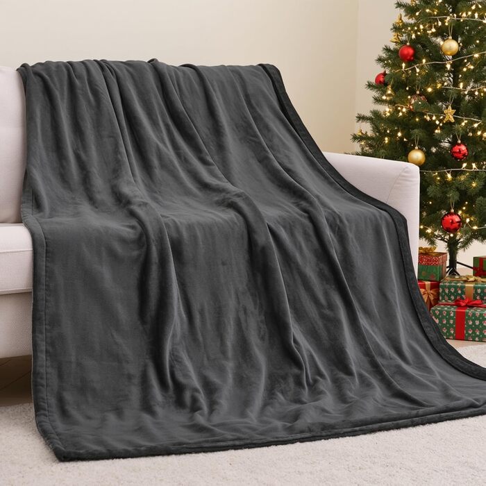 Електрична ковдра CURECURE з підігрівом, 150 x 200 см, 4 режими, таймер, захист від перегріву, для ліжка/дивану, сірий колір