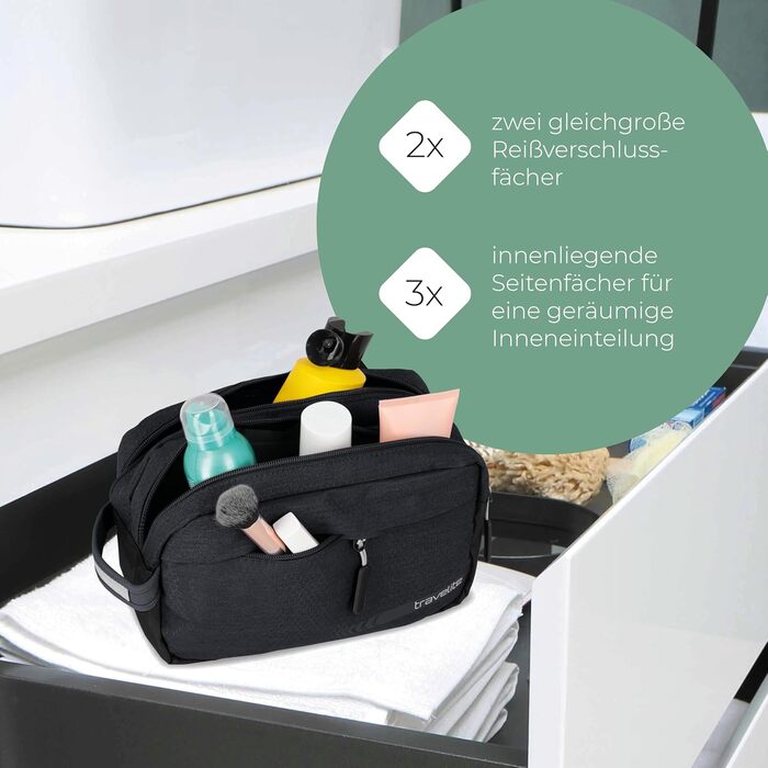 Косметичка для ручної поклажі Travelite Kick Off: практична культбагаж для подорожей та спорту, 26 см, 5 л, сірий (чорний)