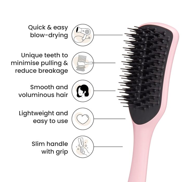 Тінгл Тізер Щітка для волосся Easy Dry & Go Pink – швидке сушіння, без пошкоджень, рожева