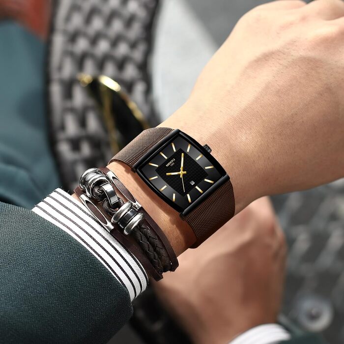 Годинник чоловічий NIBOSI - годинник для чоловіків, кварцовий, аналоговий, водонепроникний, з датою, коричневий, з міцним браслетом з нержавіючої сталі