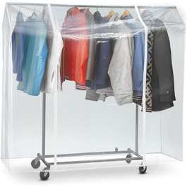 Tatkraft BIG Garment Rack Cover, Clothes Rack Cover, Plastic, Transparent, 2 Zippers, Extra Wide, cm (L130)