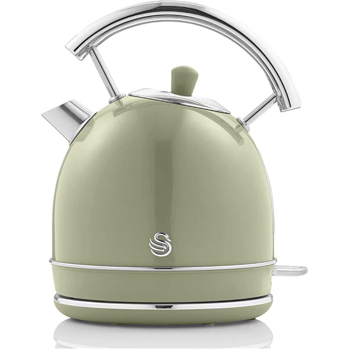 Swan Retro Electric Kettle - 1.8L, Vintage Design, Automatic Shut-Off, Cordless, BPA-Free Stainless Steel, 3000W, Green