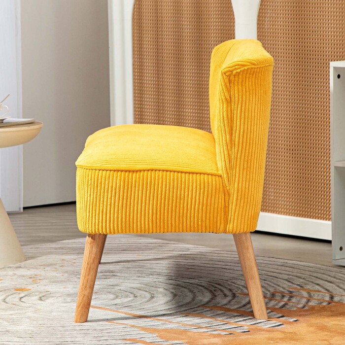 HOMCOM 2-Seater Sofa Upholstered Sofa Double Sofa Two-Seater Sofa Cord-like Polyester Foam for Living Room, Bedroom 117 x 56.5 x 77 cm Yellow | Aosom