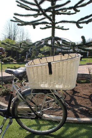 Корзина для собак на багажник Marcus Hundefahrradkorb XXL з плетіння з лози та металевою сіткою, з подушкою