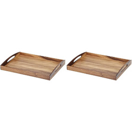 Zassenhaus Serving Tray Wood | rectangular | with carrying handles | 53×41×7cm | Tea Tray | made of sustainably grown acacia wood (pack of 2)