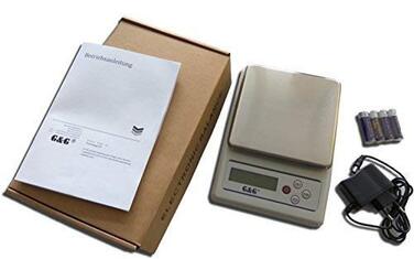 Кухонні ваги G&G KF6K: 6 кг / 0.1 г, автоматичне вимкнення, цифрова вага, з адаптером та батареями