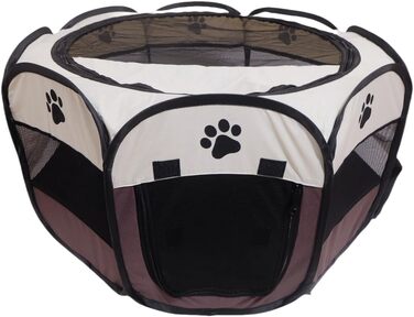 Переносне огорожа для тварин, вольєр для собак та котів, кроликів, тренувальний намет для домашніх тварин, для дому та вулиці (Розен), коричневий