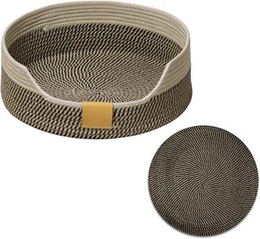 Килимок-ліжко для котів, 40 см, складаний кошик-гніздо, дихаюче ліжко для домашніх тварин, стійке до подряпин, універсальне котяче ліжко (M, чорно-хакі)