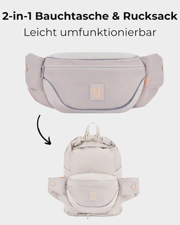 Чоловіча та жіноча поясна сумка Johnny Urban Jimmy 2в1 - рюкзак, водонепроникна, для фестивалів, багатофункціональна (пісок)