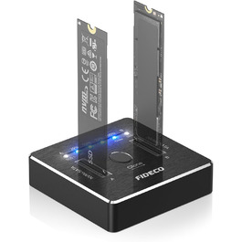 Док-станція для SSD FIDECO M.2 NVMe SATA, USB 3.2 Gen 2 (20Gbps), алюмінієвий корпус, підтримка клонування, UASP, TRIM