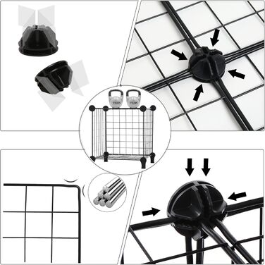 AWTATOS Regal 12 Regal Wire Cube Stackable Shelf Cube DIY Metal Grid Shelf Cube Bookshelf Cube Shelf With Doors For Living Room, Bedroom, Bathroom USCIH12BE (Medium, Black)