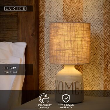 Настільна лампа LUCIDE COSBY сірого кольору, діаметр 16,5 см, цоколь E14