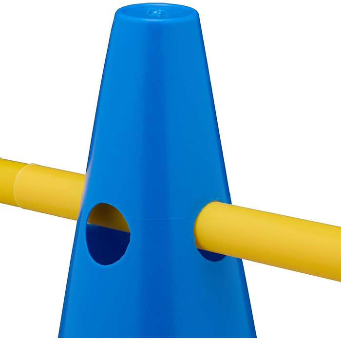 Набір перешкод Relaxdays для собак: 12 пілонів та 6 стійок, для аджиліті та футбольного тренування, блакитно-жовтий