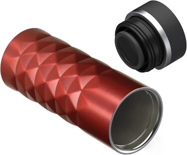 Термокружка Diamond з нержавіючої сталі Elasto Premium 450 мл, з кнопкою, витіканнями, BPA-free, для гарячих та холодних напоїв, матова блискуча (Рубіново-червона)