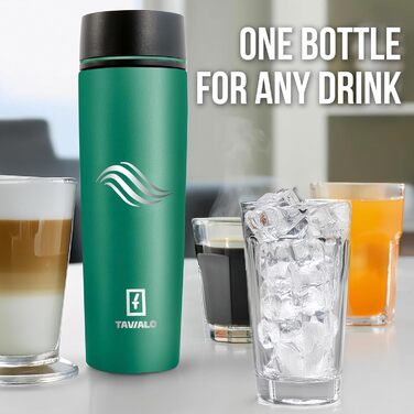 Термокружка Tavialo 460 мл, нержавіюча сталь, пудрово-рожевий колір, для подорожей, з ізоляцією, з напиленням (смарагдово-зелений)