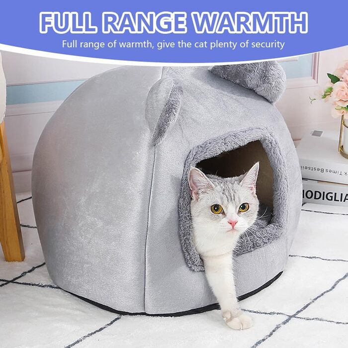 Кігтеточка-будиночок для котів, 40 см, сірий. М'яке ліжко з антиковзким дном та знімним матрацом. Підходить для котів та собак вагою до 5 кг.