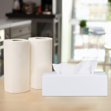 Relaxdays Bamboo Towel Box White