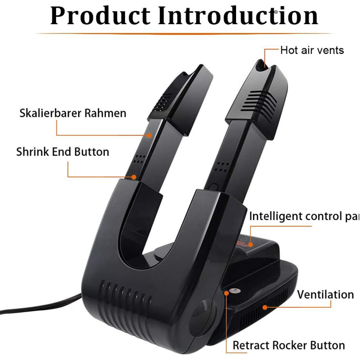 Електричний сушильник для взуття - сушильник для черевиків та взуття з таймером, регульована довжина