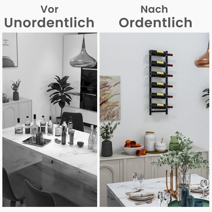 Стильна полиця для вина Costway на 6 пляшок, металева, чорна, індустріальний стиль