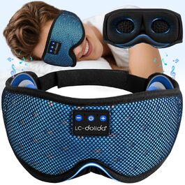 Маска для сну з Bluetooth навушниками Dolida V5.4, м'яка 3D, для сну, подорожей, йоги, медитації (блакитна)